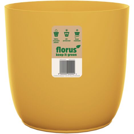 Florus Flow Pot De Fleurs 25 - Jaune - L 25 x B 24.5 x H 23 cm - intérieur - 100% recyclé