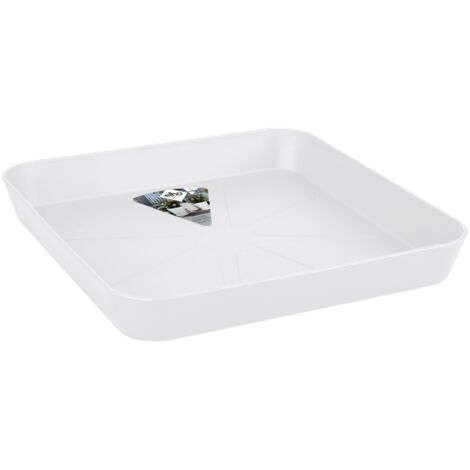 Elho Loft Urban Soucoupe Carrée 22 - Blanc - L 23 x B 22.5 x H 3 cm - extérieuraccessoires - 100% recyclé