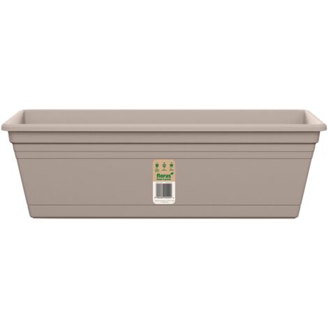 AUGE BALCON MÉDITERRANÉE 50CM JARDINIÈRE TAUPE CHAUD AVEC SOUCOUPE INTÉGRÉE