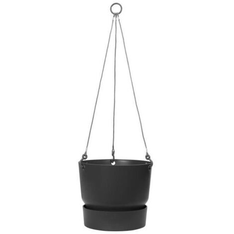 ELHO Pot de fleurs a suspendre Greenville 24 - Extérieur - Ø 23.9 x H 20.3 cm - Vivre noir