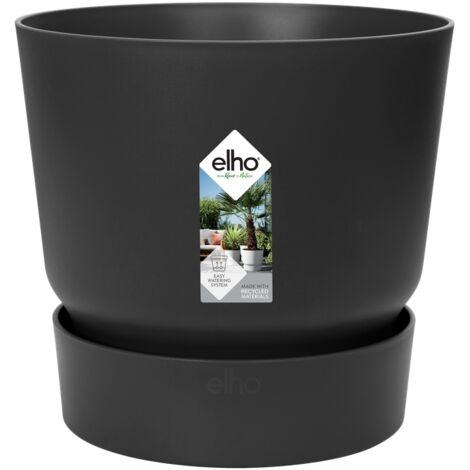 Elho Greenville Rond 14 - Noir - Ø 14 x H 13 cm - extérieur - 100% recyclé