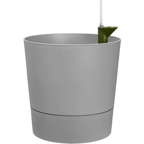 ELHO Pot de fleurs rond GREENSENSE AQUA CARE - 15 L - 29,5 x 29,,5 x H 29,1 cm - Ciment Clair - Plastique