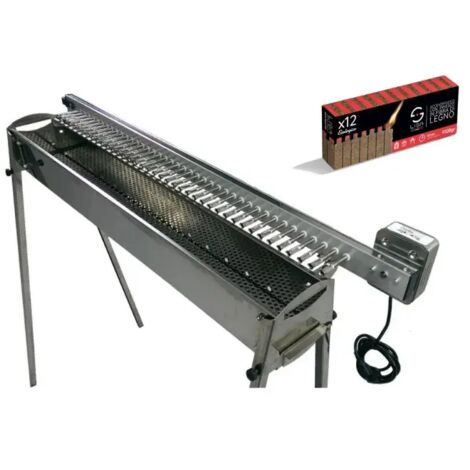 Barbecue au charbon de bois 40 brochettes – TRS40 – Acier AISI 316 – Système de rotation automatique – Dimensions 125 x 25 x 100 cm (1/5)