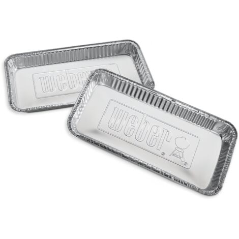 Weber – Lot de 5 plateaux en aluminium pour barbecue à charbon – Dimensions 42 x 21,5 cm – Pour cuisson indirecte et récupération des jus
