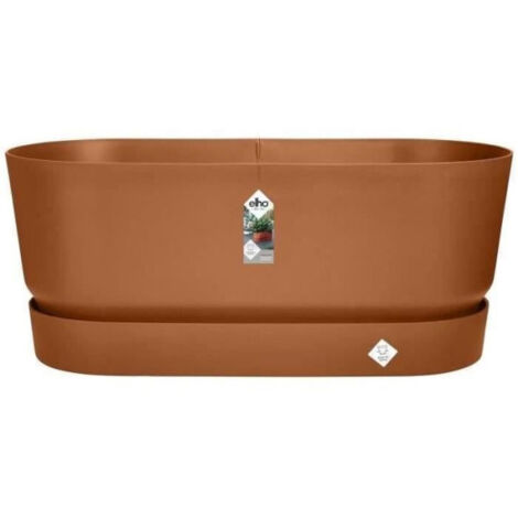 Planteur Ovale GREENVILLE - Plastique - Avec roulettes - Ø60 - Marron Glacé (1/5)
