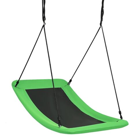 Balançoire Suspendue d’Extérieur en Tissu Oxford Vert 83 x 155 cm, Cadre Acier Solide, Cordon Réglable, Charge 300 kg, Balançoire d’Arbre Jardin et Aire de Jeux (1/5)