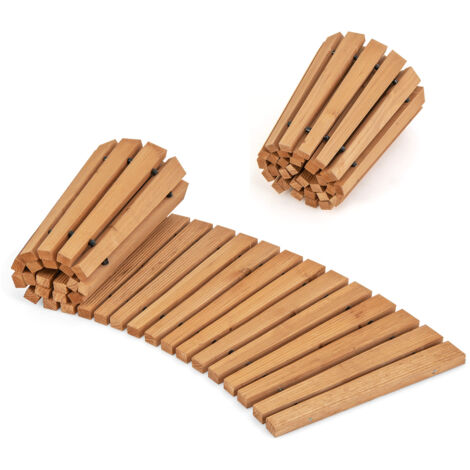 Chemin de Jardin en Bois de Sapin Naturel 2,1 m, Dalle de Passage Courbée Antidérapante, Roulable et Facile à Nettoyer, pour Extérieur, Piscine, Mariage et Décoration