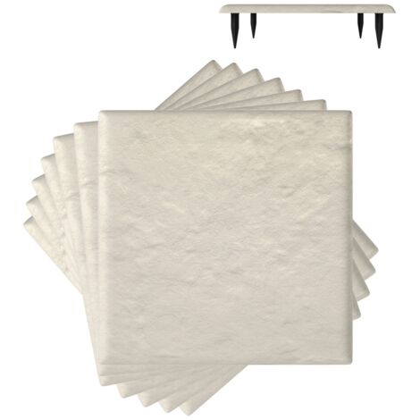 Dalles de Jardin Décoratives Blanches 39,5 x 39,5 cm, Lot de 8 Pavages Extérieur en PP Résistant, Anti-Dérapant avec Piquets de Fixation, Fabriqué en Italie