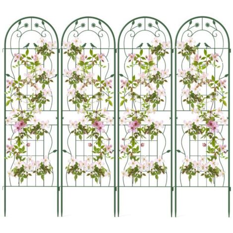 Lot de 4 Treillis Métalliques Décoratifs, Support Vertical pour Plantes Grimpantes, Revêtement Poudre Antirouille, Système d’Assemblage Modulable, Décoration Jardin Terrasse (1/5)