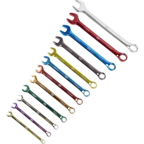 Clé plate double T4346M12ST – Acier chrome-vanadium trempé – Codage couleur pour sélection rapide – Tailles 6 à 19 mm – C.K Magma (1/2)