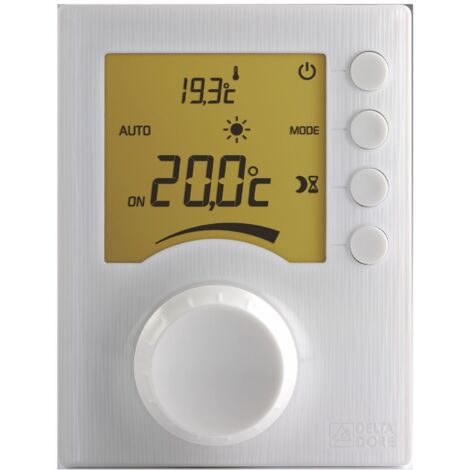 Delta Dore – Thermostat d'ambiance filaire Tybox 31 – Affichage digital – Plage de réglage 5° à 30°C – Compatible chaudières et PAC non réversibles – Écran rétroéclairé