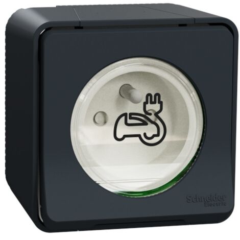 Schneider Electric – Prise de courant 2P + T renforcée pour VE – MUR36010 – Saillie – Indice de protection IP44 – Pour installation en extérieur