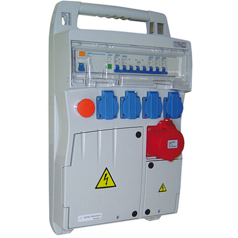 Michaud – Coffret de branchement professionnel triphasé 32A – 4 prises monophasées 16A – Pour chantiers et installations temporaires (1/5)