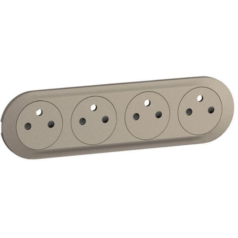Enjoliveur prise précâblée 4x2P+T compacte Surface Céliane - Titanium (CT0114) (1/2)
