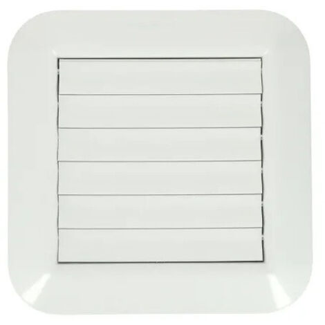 Nicoll – Grille carrée pour façade blanche – Sortie d'air à volets mobiles – Ø gaine 100-125 mm – Évite refoulements d'air et insectes