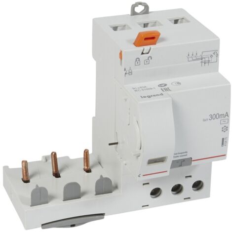 Bloc différentiel adaptable à vis DX³ pour disjoncteur 1 module par pôle 3 Pôles 400V 63A type AC 300mA LEGRAND 410475 (1/2)