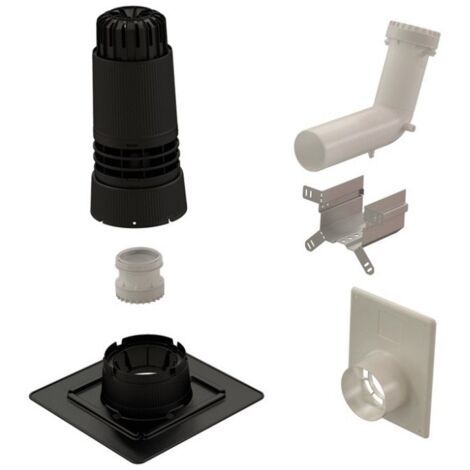 Ubbink – Kit complet de fumisterie 2 en 1 Renolux D80/125mm noir – Conduit flexible pour chaudières à condensation étanches – Installation murale ou plafond (1/4)