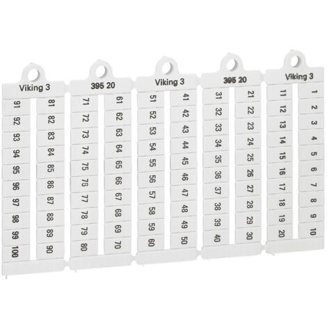 039520 Legrand - Plaque De Repères Pour Bloc De Jonction Viking 3 - Pas 6mm - Chiffres 1 à 100 (1/3)
