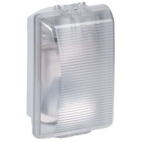 Legrand – Hublot rectangulaire étanche Plexo – Diffuseur clair pour lampe E27 – IP54, IK08, installation murale ou plafond – Pour balisage intérieur et extérieur (1/2)