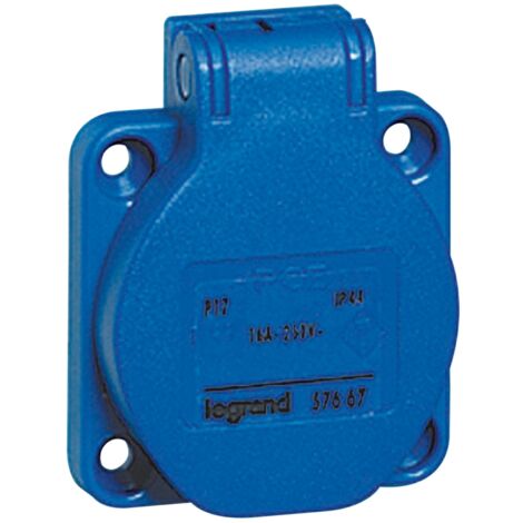 Legrand – Prise de courant P17 à encombrement réduit – IP54 – 16A – 250V – 2P+T – Plastique – Pour chantiers intérieurs et extérieurs (1/4)