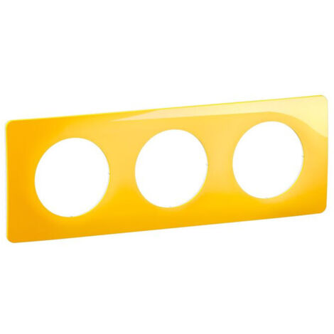 Plaque de finition Céliane 3 postes - finition Jaune Safran (CP0403) (1/2)