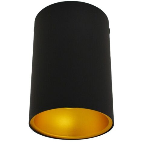 Vision-El – Support de spot LED GU10 cylindrique noir/doré IP20 Ø96mm – Aluminium – Pour intérieur – Compatible ampoules GU10 – 220-240V (1/5)