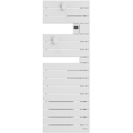 ATLANTIC - Sèche-serviettes connecté Nefertiti étroit mât droite 500W blanc carat - 850635 (1/5)