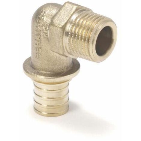 Coude 90° laiton à sertir PER MM - 12mm 3/8' (12x17mm) - Rehau (1/3)