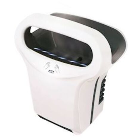 JVD – Sèche-mains automatique à air pulsé blanc – Anti-vandalisme – Bac récupérateur d'eau – 50 % plus silencieux que la concurrence