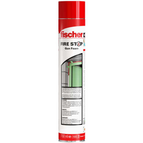 Fischer – Mousse polyuréthane expansive coupe-feu pistolable – Ignifuge pour espaces confinés – Excellente étanchéité aux fumées – 750ml (1/3)