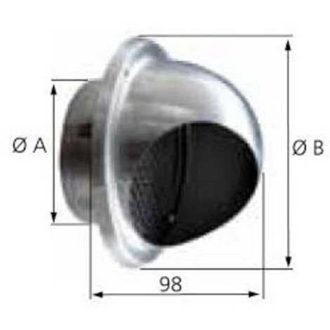 Atlantic – Prise d'air murale inox Ø 160mm – Débit jusqu'à 200 m³/h – Grillage anti-volatile – 461004 (1/4)