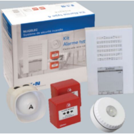 Nugelec – Kit alarme incendie Type 4 – 1 boucle – 2 déclencheurs manuels – Sirène et diffuseur lumineux – Solution complète pour ERP et bureaux