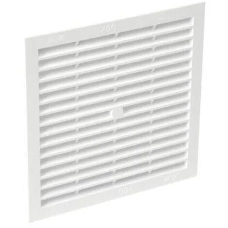 Nicoll – Grille aération VMC carré 200 x 200 mm – Blanche avec moustiquaire – Encastrement 179 x 179 mm pour ventilation