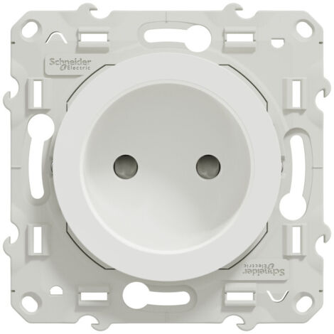 Odace, prise de courant 2P Blanc, à griffes, connexion à vis (S525033) (1/3)