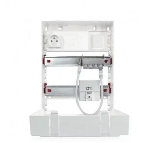 Cahors – Coffret de communication 250 x 350 mm – 4 connecteurs RJ45 Cat.6 SFTP – Prise 220V pour gestion TV, Sat, Internet, Téléphone – Installation en saillie (1/4)