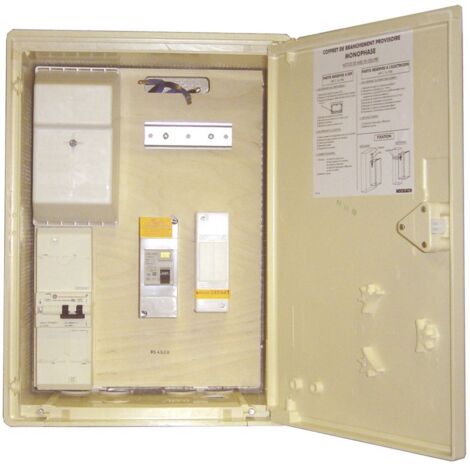 Michaud – Coffret de branchement provisoire triphasé 30/60A – Disjoncteur tétrapolaire 22x58 – Interrupteur différentiel 30mA – 400V – Pour chantiers (1/2)