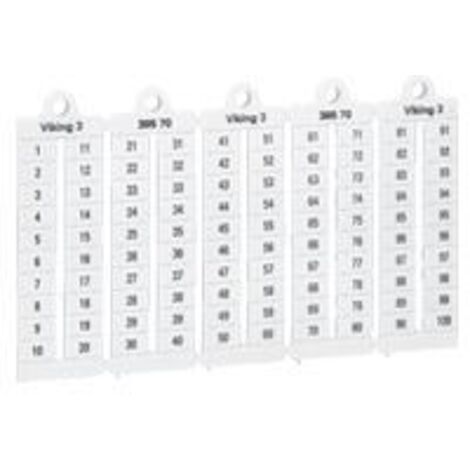 100 repères à lecture horizontale pour bloc de jonction viking 3 pas 5mm avec chiffres 1 à 100 LEGRAND 039510 (1/2)