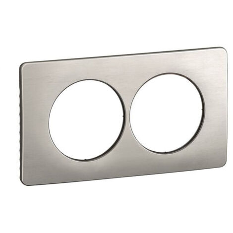 plaque de finition - 2 postes - entraxe 57 mm - aluminium satiné - legrand céliane cp1706 (1/3)