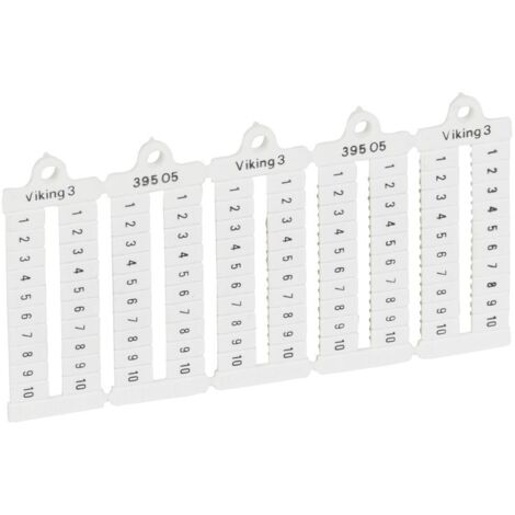 100 Plaques repères à lecture horizontale pour bloc de jonction viking 3 pas 5 mm avec chiffres 1 à 10 LEGRAND 039505 (1/2)