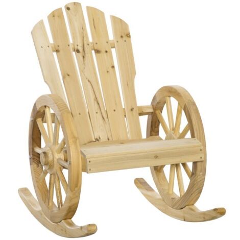 Chaise longue - Fauteuil à bascule rustique - Bois massif - Imperméable - 68x88x92 cm (1/5)
