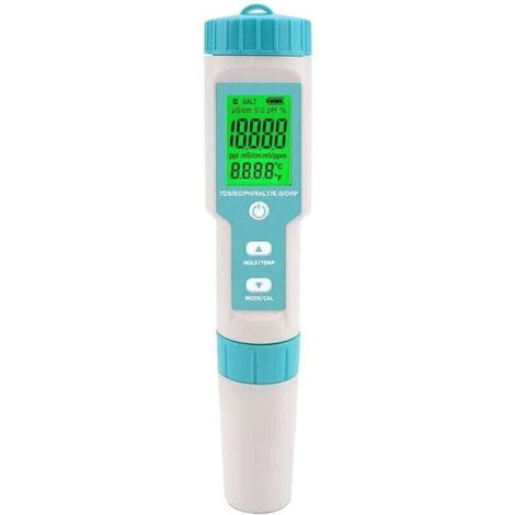 Ulisem Testeur de salinité pour piscine, pH-mètre et salinité d'eau salée numérique 5 en 1, testeur de pH et de salinité pour piscine, spa et spa de nage (1/4)
