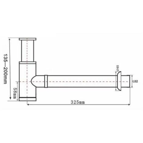 UlisemSiphon en P rond en laiton de 3,8 cm, décoratif, kit de drainage réglable pour lavabo de salle de bain, drainage mural, noir mat (1/2)