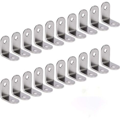 Angle Droit Support Inox 90 Degrés Support De Coin support d'angle en forme de L Fixation Équerre Livré Argent 20 Pièces 30 30 16mm (1/4)