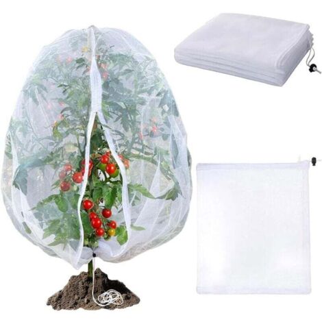 Ulisem Lot de 2 filets anti-insectes pour arbres fruitiers, filets anti-insectes pour plantes avec fermeture éclair, 240 x 240 cm (1/4)