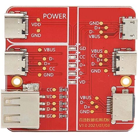 UlisemCarte de Test de Charge, Carte de Test de Charge Précise, Testeur de Triade de Câble USB, Dispositif de Test de Fil de Données 3 en 1, Micro Précis de Type C pour Interface iOS (1/4)