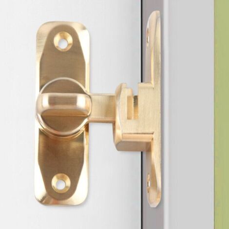 Ulisem Boucle de serrure de porte à 90/180 degrés Boucle à angle droit Boulon de porte Serrure de porte de grange Serrure de porte coulissante Serrure d'armoire (Or) (1/4)