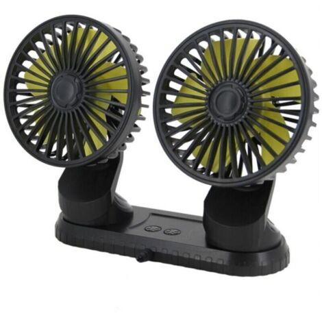 UlisemVentilateur de voiture d'été 10W, alimenté par USB, multi-angle rotatif, double tête, 3 vitesses, ABS, accessoires de refroidissement de voiture (1/4)