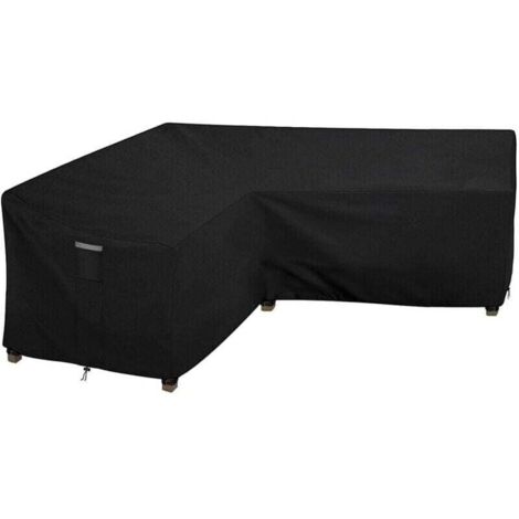 Housse Salon de Jardin en L Imperméable, Tissu Oxford 210D, Coupe-Vent, Anti-UV Housse de Protection Canapé Extérieur en Forme(215x215x87x80cm) - Noir (1/4)