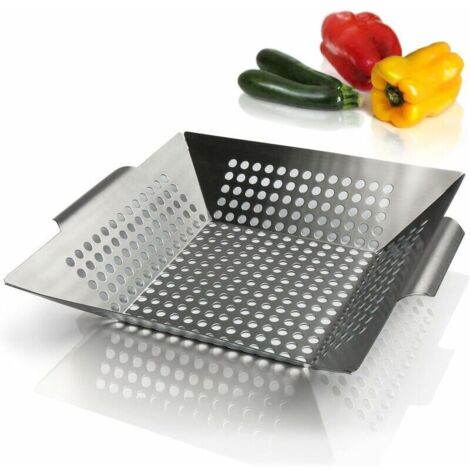 UlisemPanier à Légumes pour Barbecue en Acier - Panier de Cuisson Anti Adhésif avec 2 Pinceaux à Huiler – Corbeille de Cuisson BBQ pour Légumes, Poisson et Viande - Convient à tous types de Barbecue (1/4)