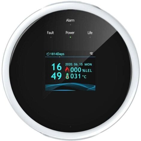 Détecteur de fuite de gaz Wifi - Alarme incendie - Écran LCD mural - APP contrôle intelligent - Wi-Fi testeur de gaz naturel/gpl - Alarme méthane - Buzzer pour bureau à domicile - Prise UE (1/4)
